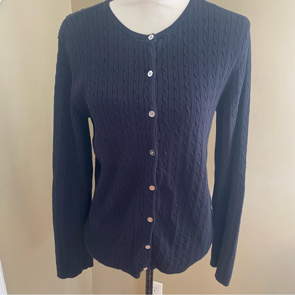 Jones New York Signature Cable Knit Cardigan Women XL Crew Neck